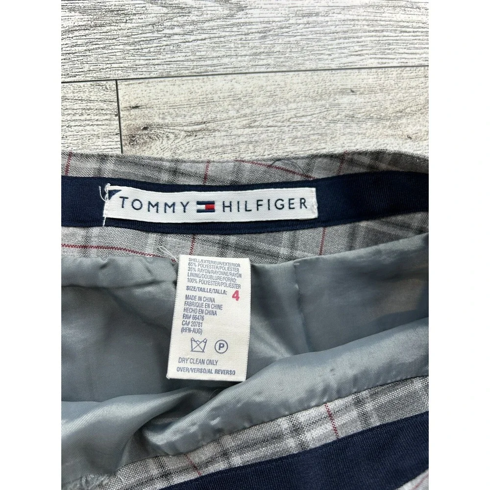 Tommy Hilfiger Skirt Size‎ 4 Knee Length Gray Red Plaid Lined Slit Pencil